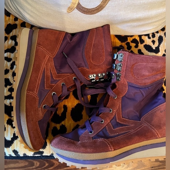 MARC BY MARC JACOBS Lace Up Boots Suede Boots Purple and Orangish Brown Goretex - Picture 11 of 12